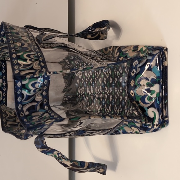 Vera Bradley Clear Large Tote Bag with Blue and Green Pattern - Picture 7 of 10